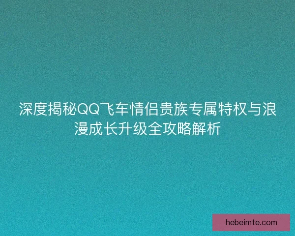 深度揭秘QQ飞车情侣贵族专属特权与浪漫成长升级全攻略解析