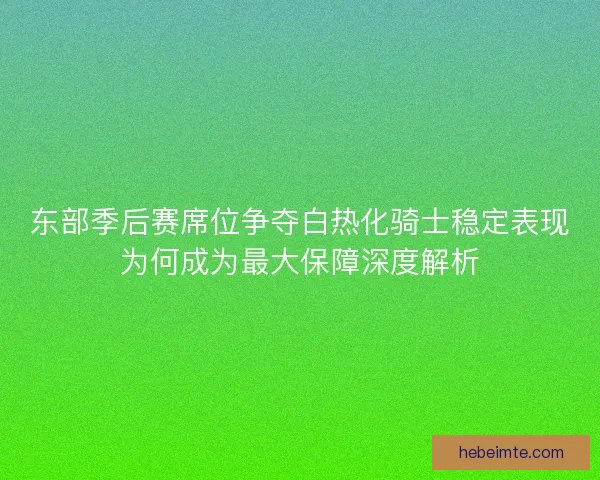 东部季后赛席位争夺白热化骑士稳定表现为何成为最大保障深度解析