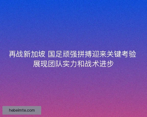 再战新加坡 国足顽强拼搏迎来关键考验 展现团队实力和战术进步