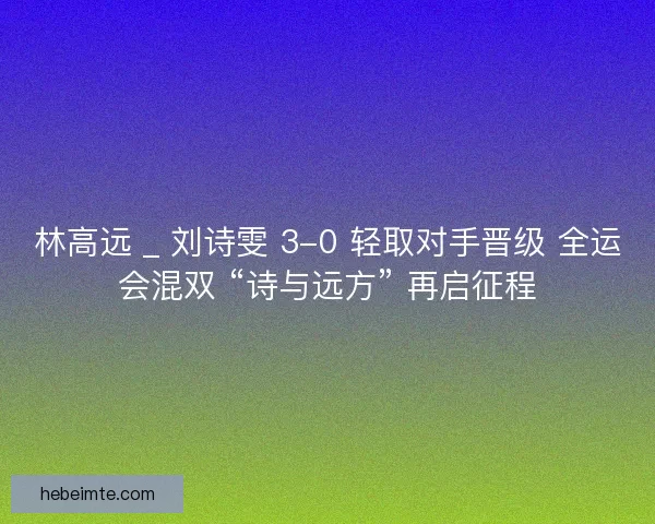林高远 _ 刘诗雯 3-0 轻取对手晋级 全运会混双 “诗与远方” 再启征程